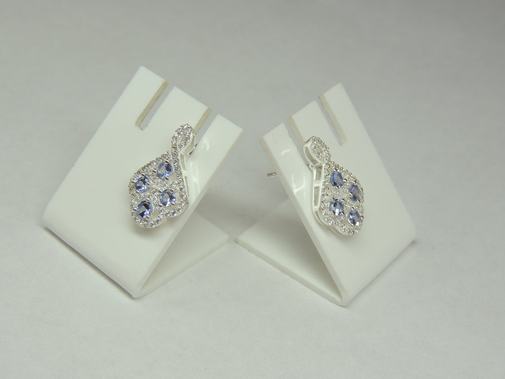 Edle 0,8 Carat echte Tansanit Ohrstecker 925 Silber mit Zirkonia top..aus Tansania