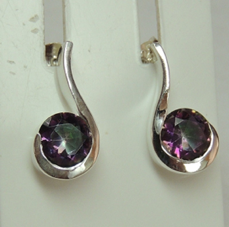 Edle 1,6 Carat Mystic Topas Ohrstecker 925 Silber Ohrring Edelsteinohrstecker