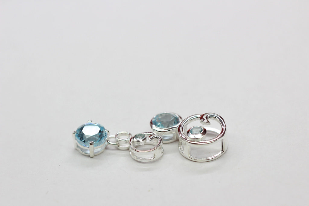 Edler 1,7 Carat Blautopas Anhanger 925 Silber Collier Kette sky blue Topas himmelblau