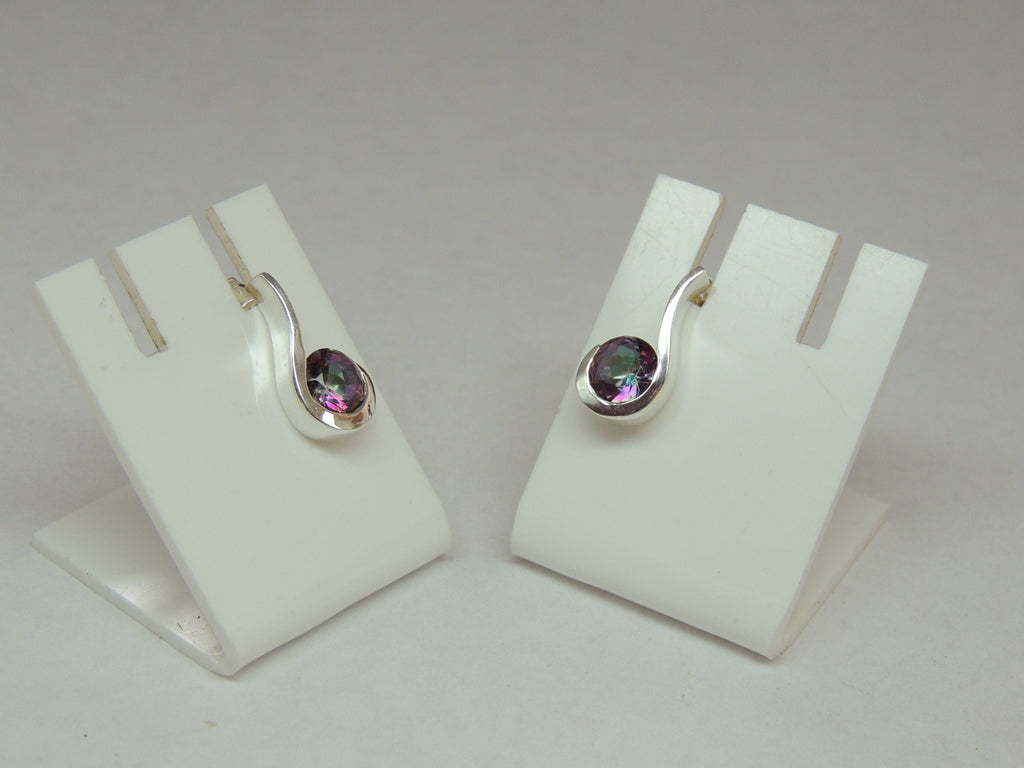 Edle 1,6 Carat Mystic Topas Ohrstecker 925 Silber Ohrring Edelsteinohrstecker