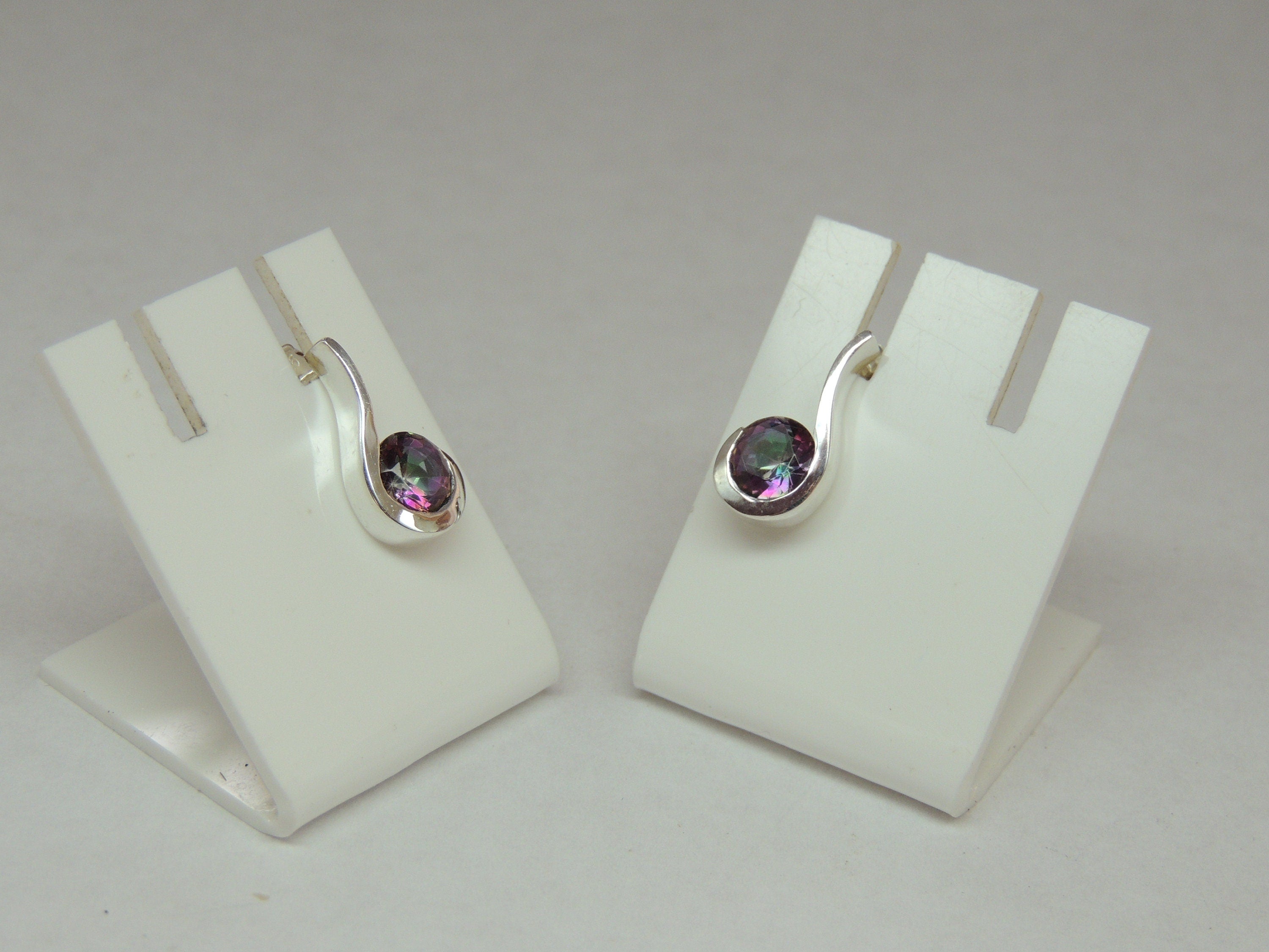 Edle 1,6 Carat Mystic Topas Ohrstecker 925 Silber Ohrring Edelsteinohrstecker