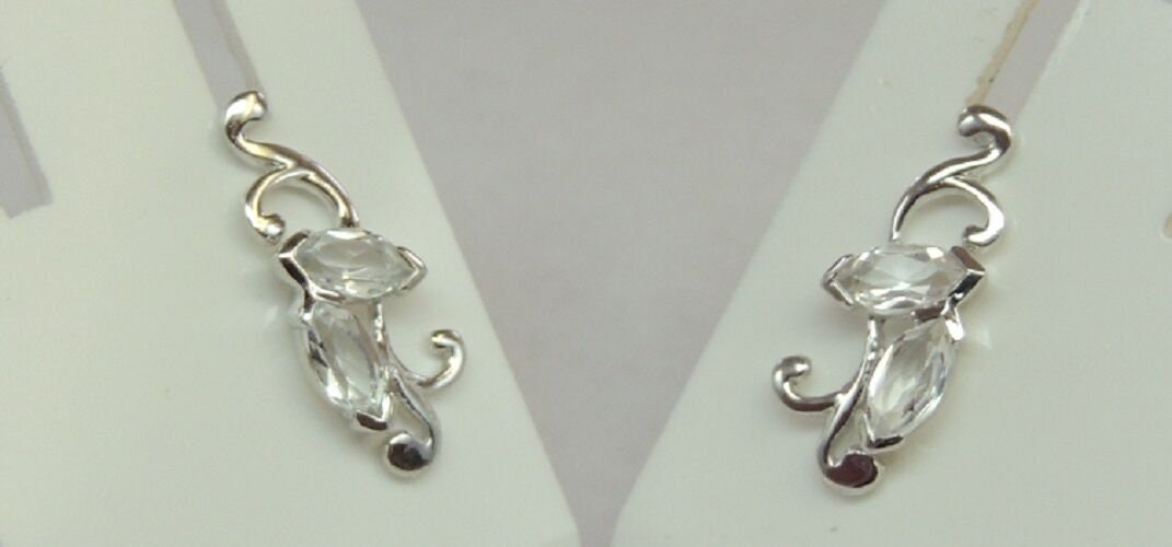 Edle florale 1,3 Carat Weiatopas Ohrstecker 925 Silber Topas Ohrstecker Ohrring