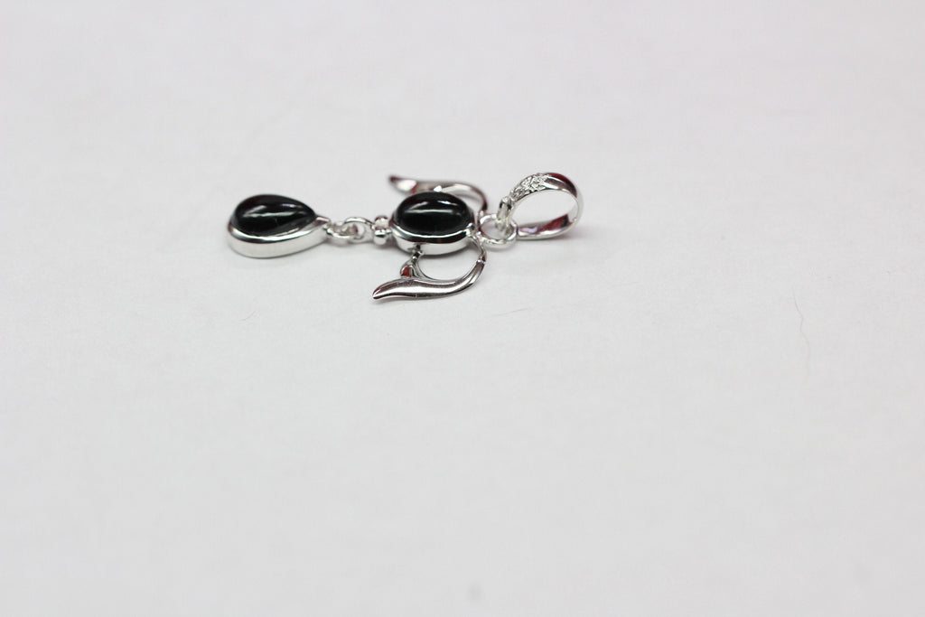 Edler 3,55 Carat schwarze Spinell Anhanger Cabochon Schliff 925 Silber Collier Kette To