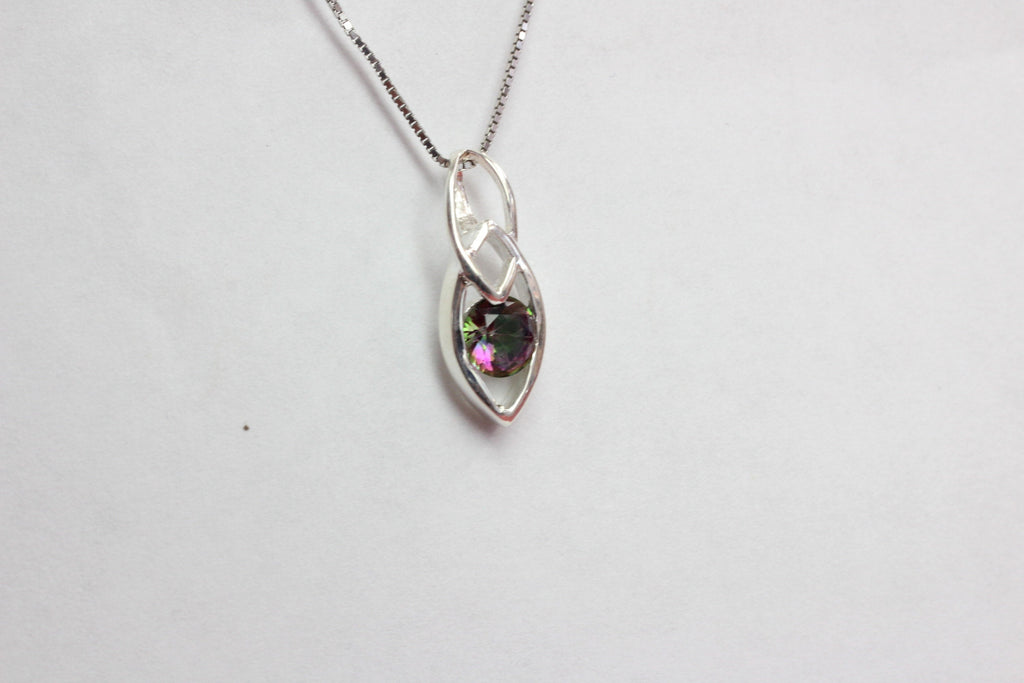 Edler 0,55 Carat  Mystic Topas  Anhanger 925 Silber Collier Kette funkelnder Topas