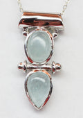 Design pur 2,85 Carat Blautopas Cabochon Anhanger 925 Silber Collier Kette