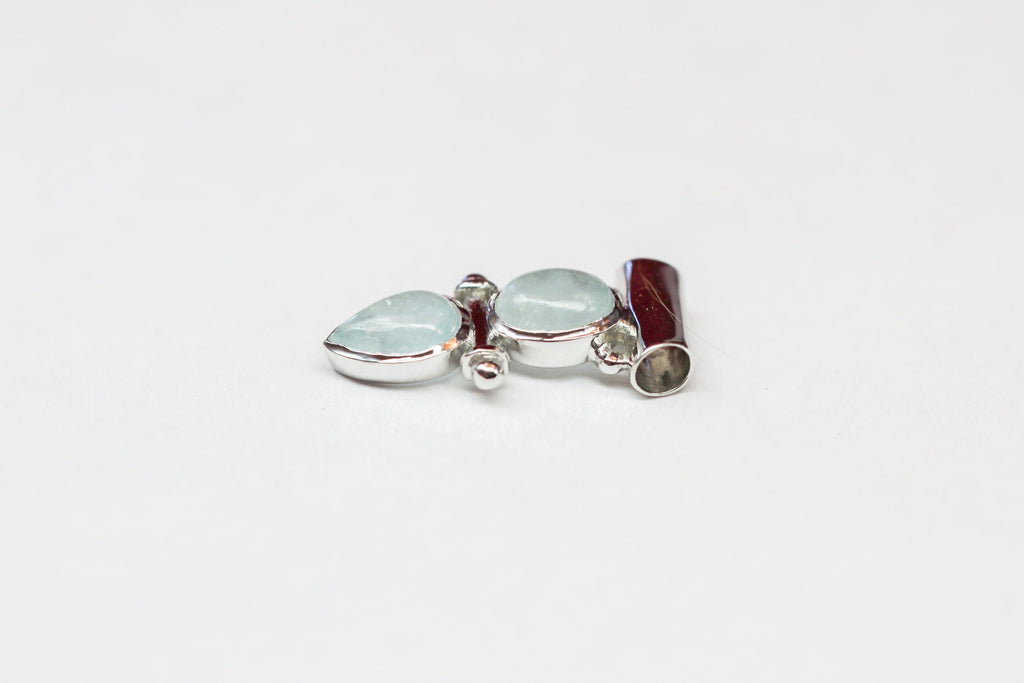 Design pur 2,85 Carat Blautopas Cabochon Anhanger 925 Silber Collier Kette