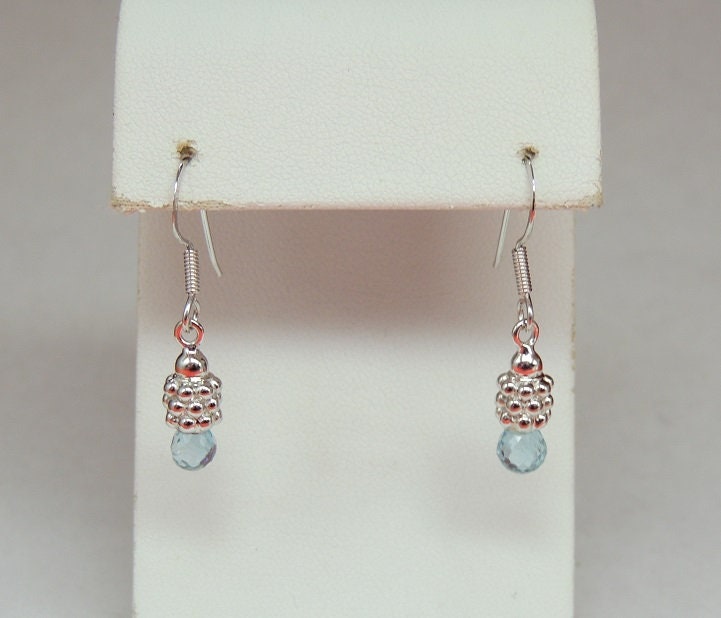 Edle 3,0 Carat Blautopas Briolette Schliff Ohrhanger 925 Silber Topasschmuck Edel