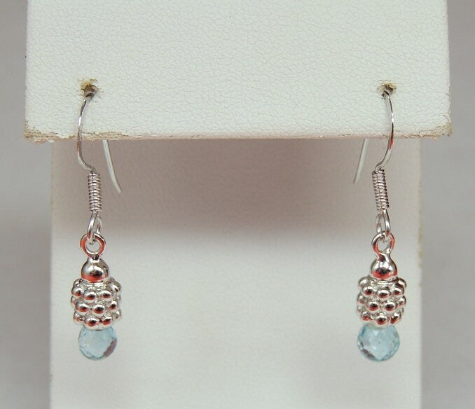 Edle 3,0 Carat Blautopas Briolette Schliff Ohrhanger 925 Silber Topasschmuck Edel