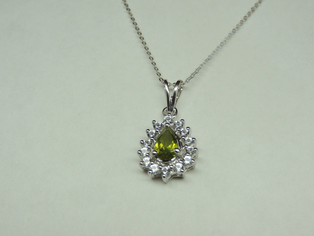 Edler 1,35 Carat maigraner Peridot weisstopas Anhanger 925 Silber Collier Kette
