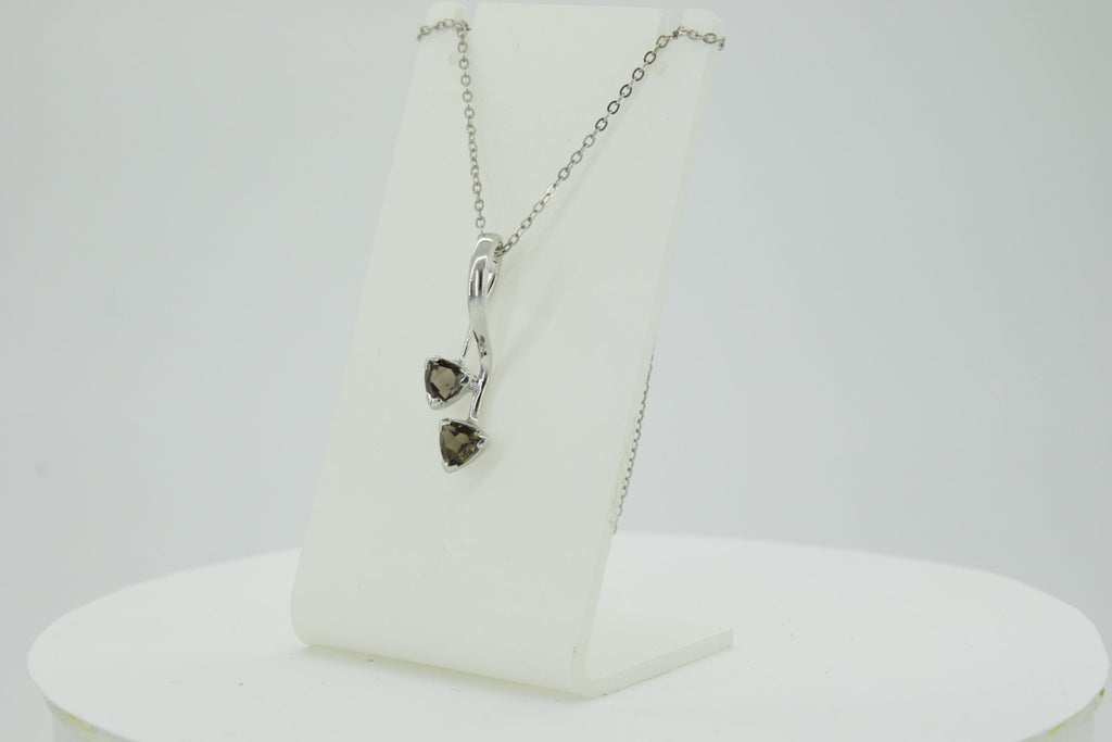 Edle 0,85 Carat Rauchquarz Anhanger Trillion 925 Silber Collier KetteEdelste