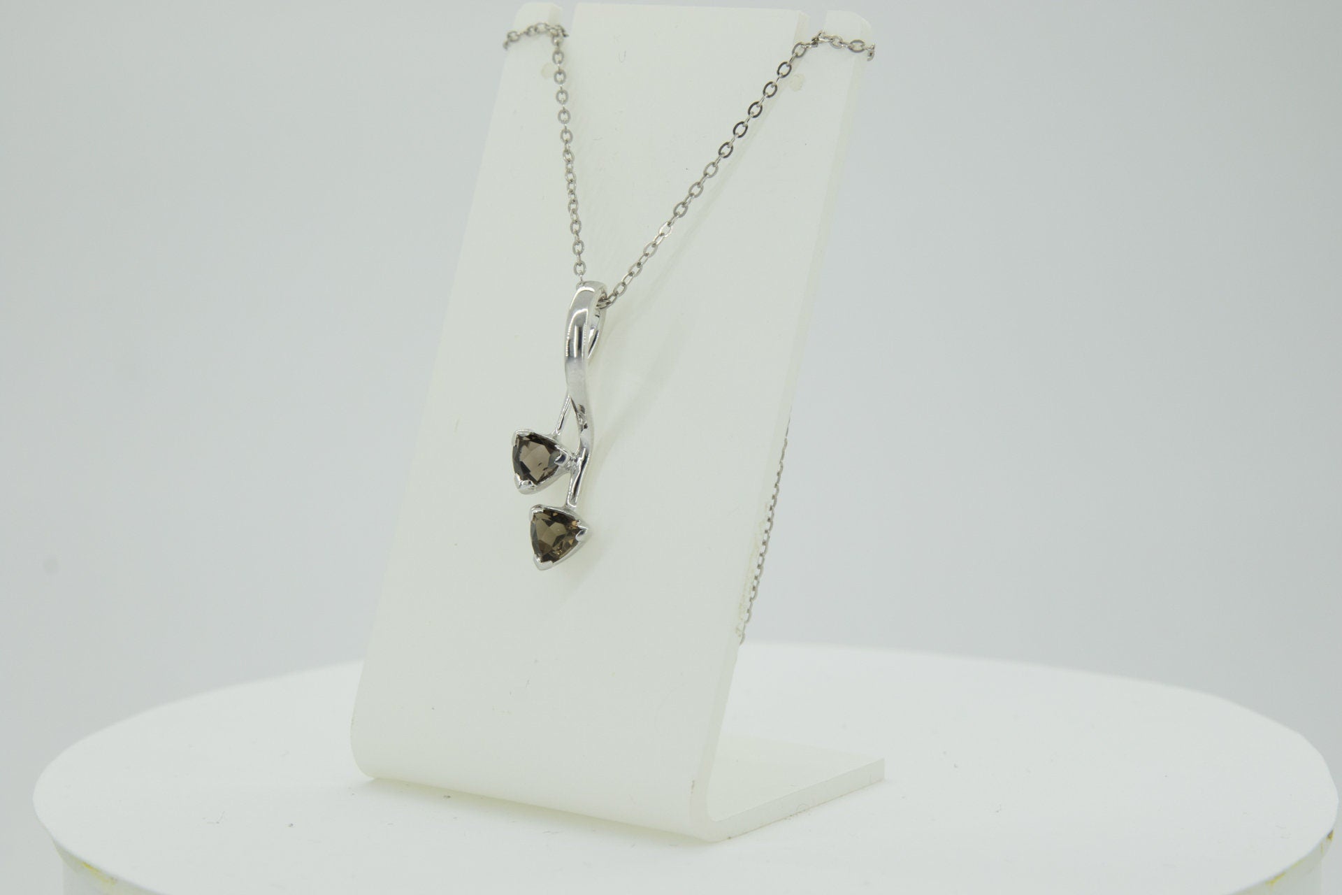 Edle 0,85 Carat Rauchquarz Anhanger Trillion 925 Silber Collier KetteEdelste