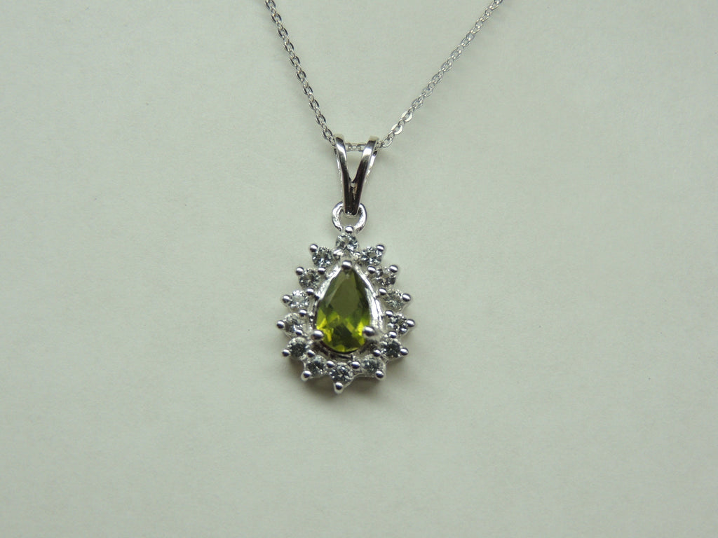 Edler 1,35 Carat maigraner Peridot weisstopas Anhanger 925 Silber Collier Kette