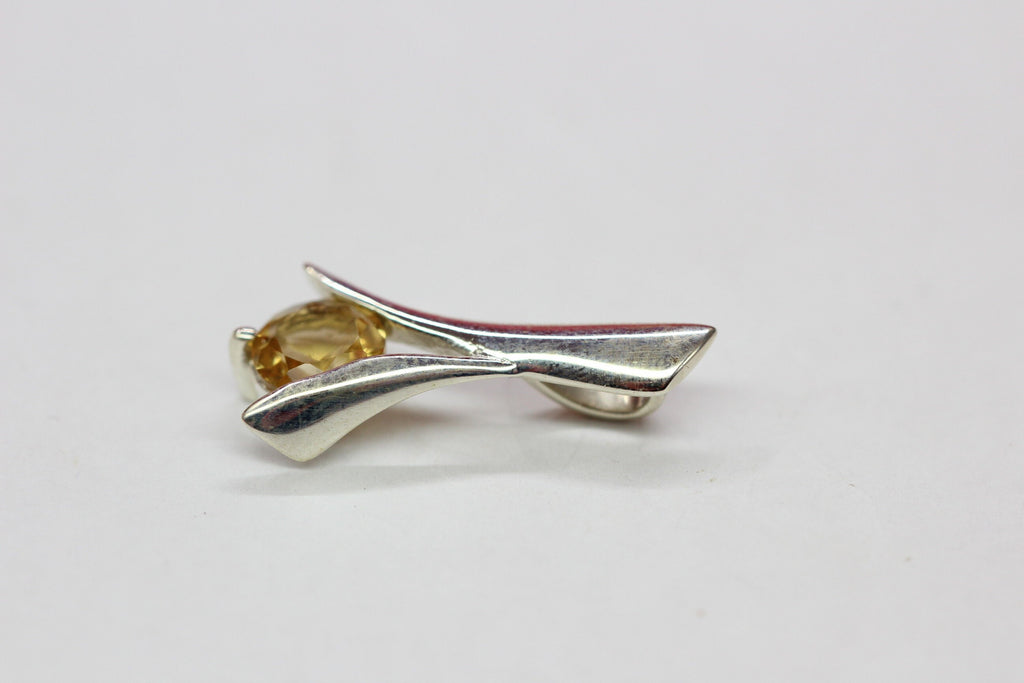 Edle 0,62 Carat Citrin Anhanger 925 Silber Collier Kette gelber Edelstein top