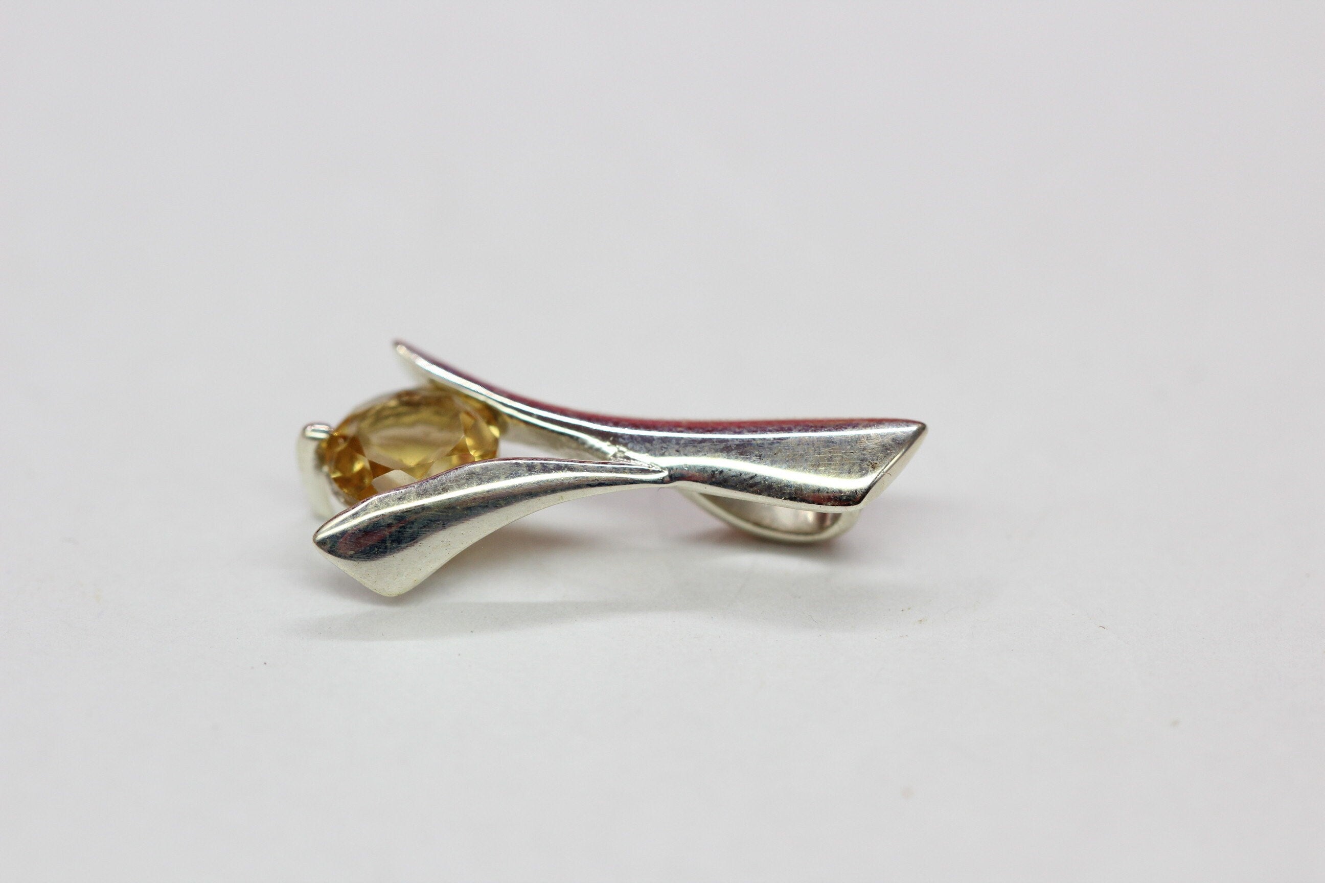 Edle 0,62 Carat Citrin Anhanger 925 Silber Collier Kette gelber Edelstein top