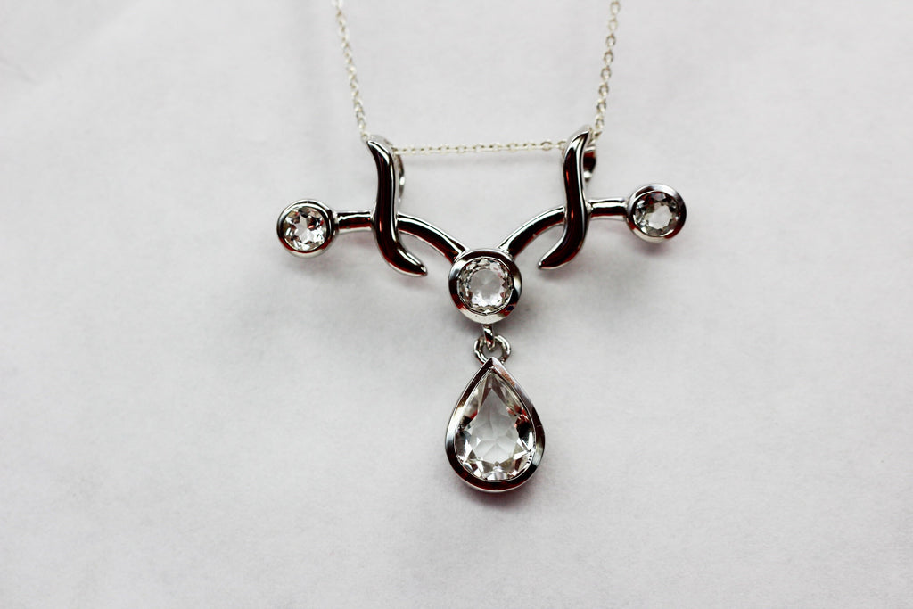 Edler 2,8 Carat weisstopas Anhanger 925 Silber Collier Kette weisser Topas