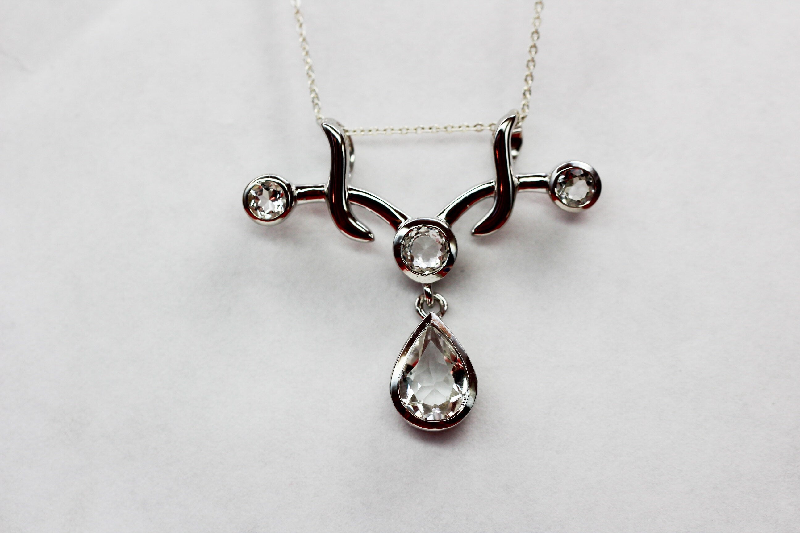 Edler 2,8 Carat weisstopas Anhanger 925 Silber Collier Kette weisser Topas