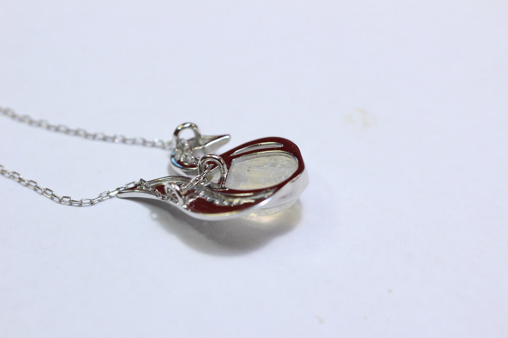 Edler 2,9 Carat  Mondlichttopas Schwanen Anhanger 925 Silber Collier Kette Zirkonia