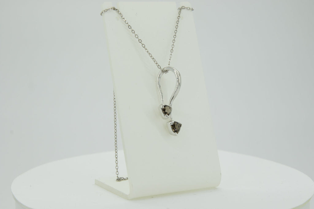 Edle 0,85 Carat Rauchquarz Anhanger Trillion 925 Silber Collier KetteEdelste