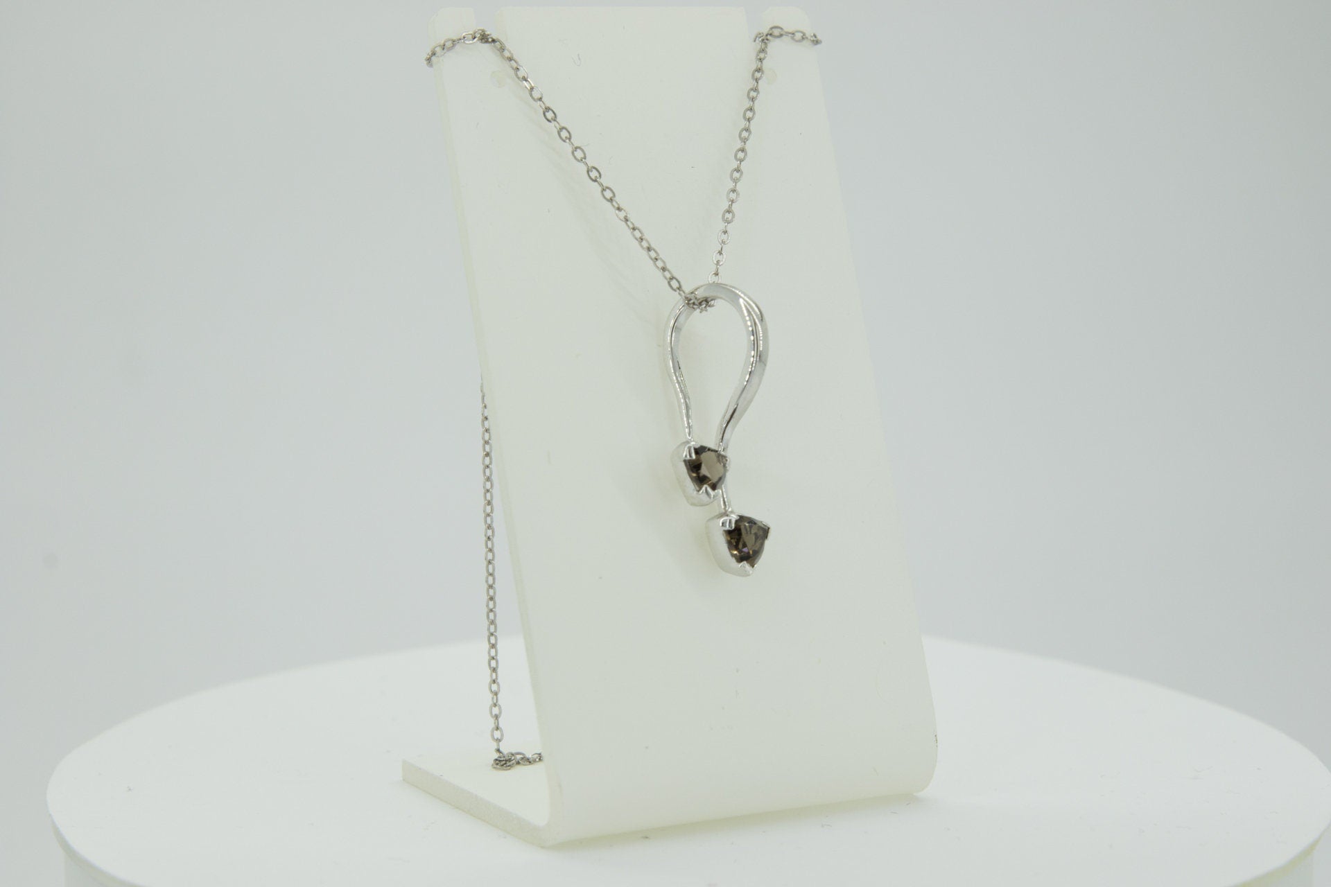Edle 0,85 Carat Rauchquarz Anhanger Trillion 925 Silber Collier KetteEdelste