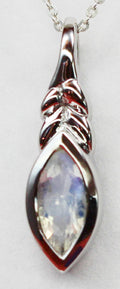 Edler 0,94 Carat Regenbogen Mondstein Anhanger 925 Silber Collier Kette Top