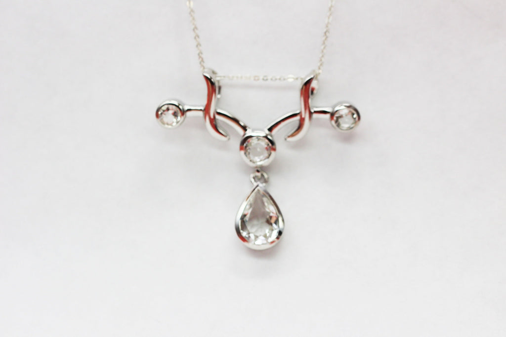 Edler 2,8 Carat weisstopas Anhanger 925 Silber Collier Kette weisser Topas