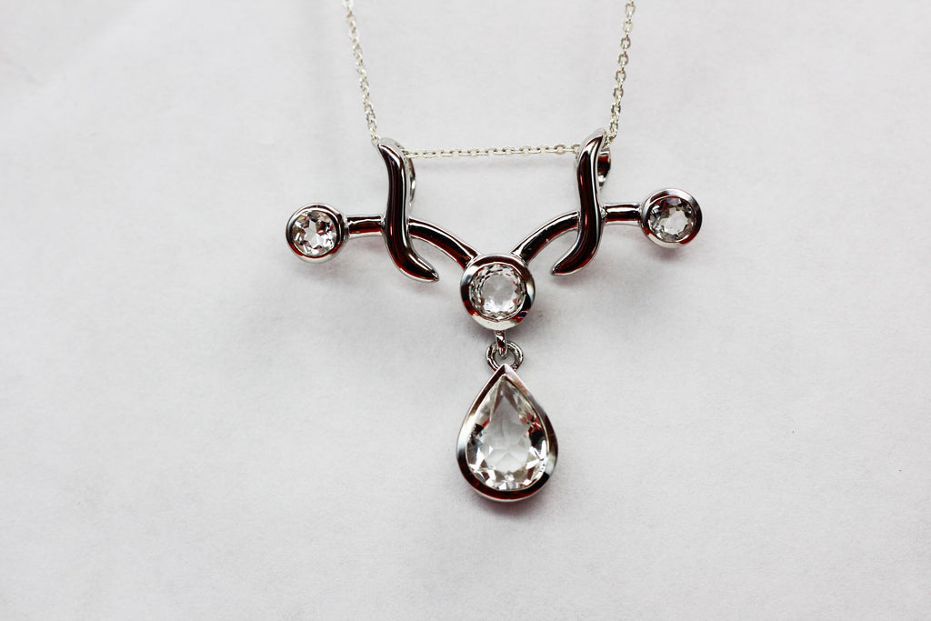 Edler 2,8 Carat weisstopas Anhanger 925 Silber Collier Kette weisser Topas
