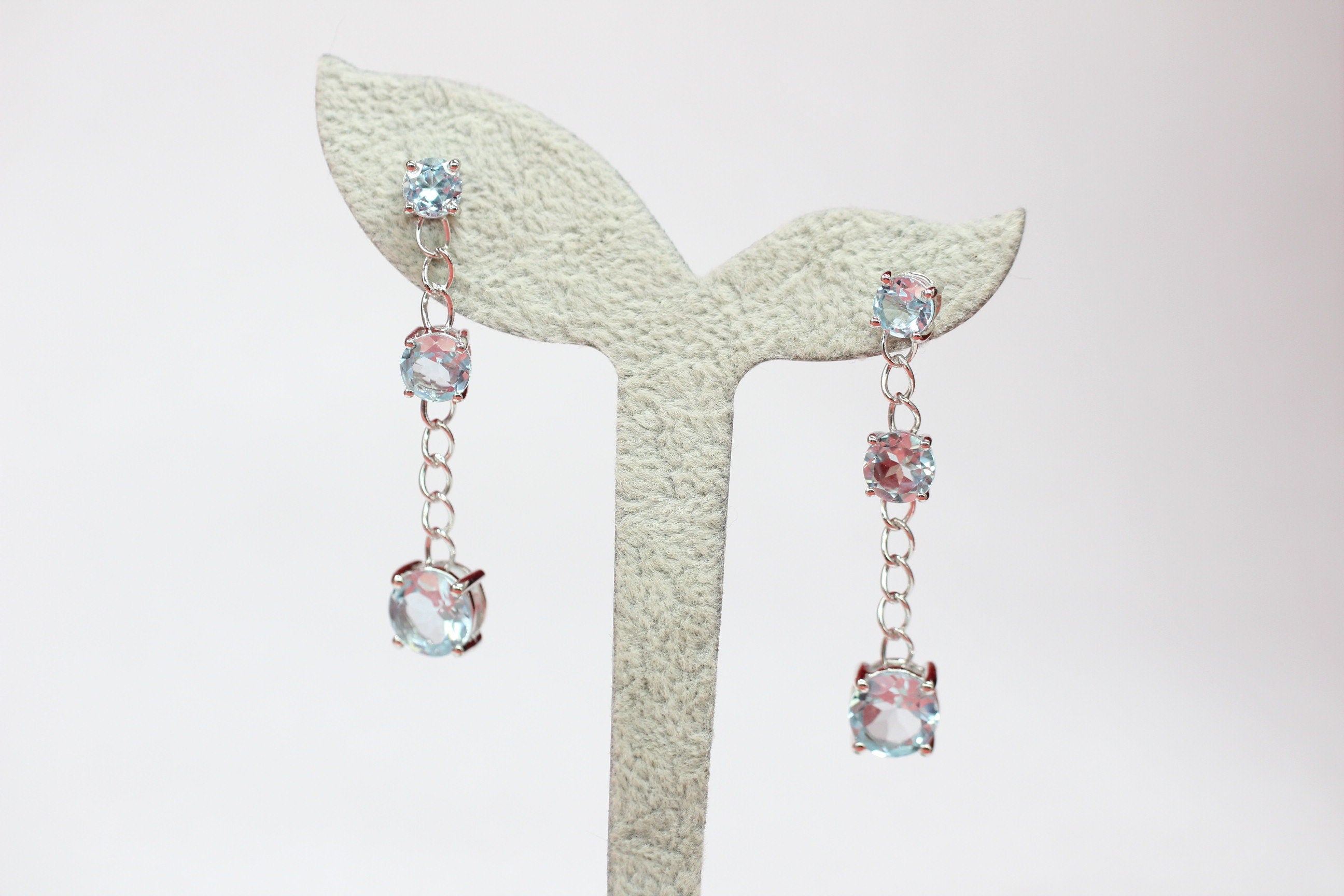 Edler 8,0 Carat Blautopas Ohrstecker 925 Silber Sky blue Toaps Ohrringe in blau Top