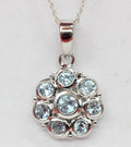 Edler 1,65 Carat Blautopas Blumen Anhanger 925 Silber Blautopas Collier Kette
