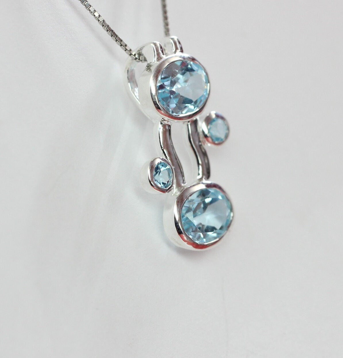 Designer 5,0 Carat Blautopas Anhanger Collier Kette sky blue Topas Designschmuck