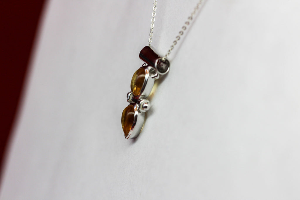 Design pur 2,85 Carat Citrin Cabochon Anhanger 925 Silber Collier Kette