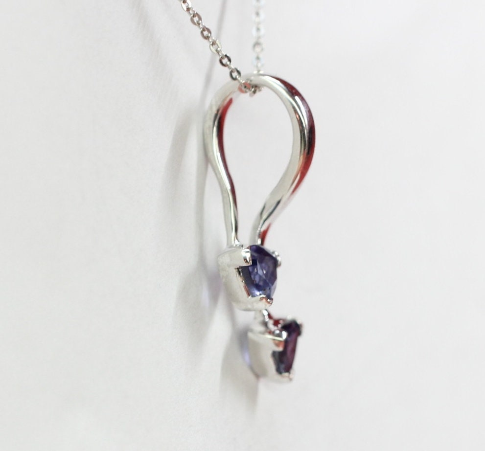 Edle 0,85 Carat Iolith Anhanger Trillion 925 Silber Collier Kette toller Edelstein