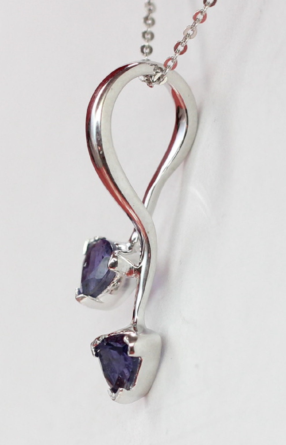 Edle 0,85 Carat Iolith Anhanger Trillion 925 Silber Collier Kette toller Edelstein