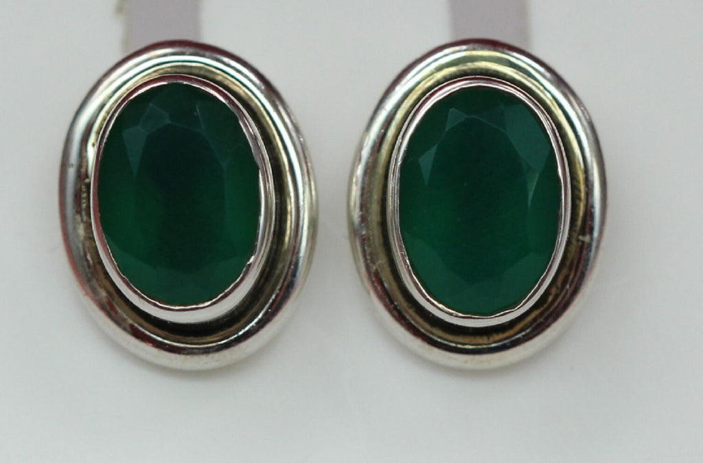 Edle 2,2 Carat facetierter graner Onyx Ohrstecker 925 Silber Ohrschmuck