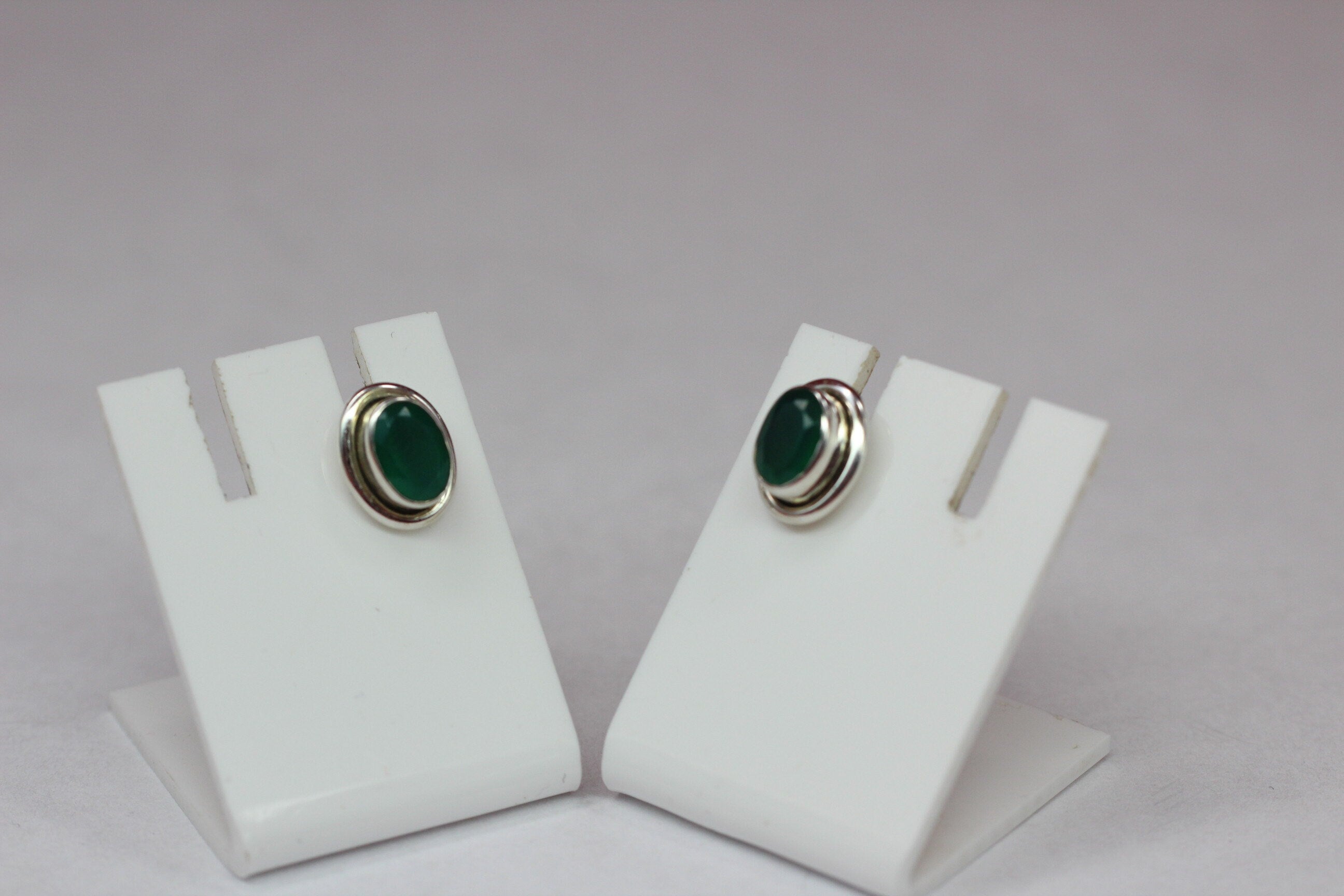 Edle 2,2 Carat facetierter graner Onyx Ohrstecker 925 Silber Ohrschmuck