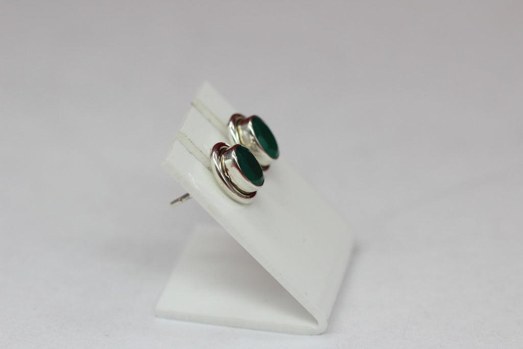 Edle 2,2 Carat facetierter graner Onyx Ohrstecker 925 Silber Ohrschmuck