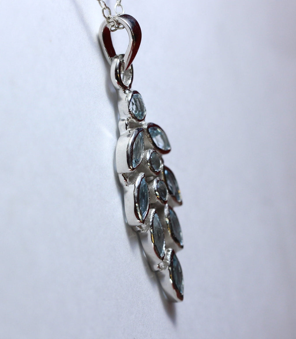 2,63 Carat Blautopas Designer Anhanger 925  Silber Collier Kette sky blue Topas
