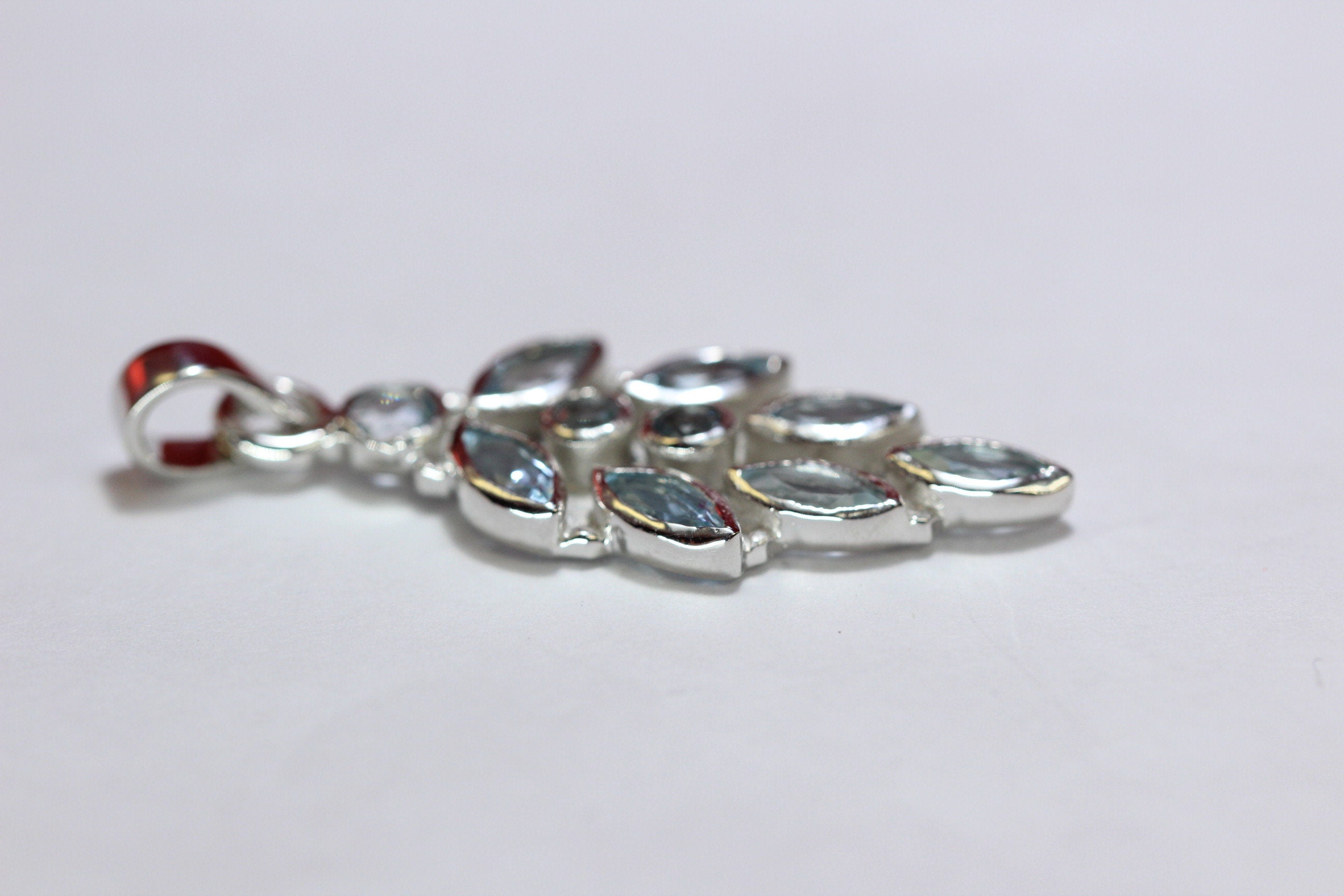 2,63 Carat Blautopas Designer Anhanger 925  Silber Collier Kette sky blue Topas