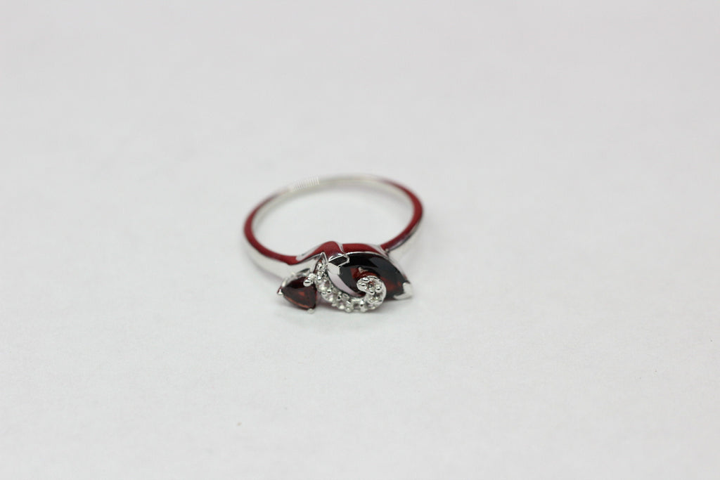 Edler ca 2,0 Carat Granat weisstopas Ring 925 Silber blutroter Granat Gr. 8 / 18 / 57