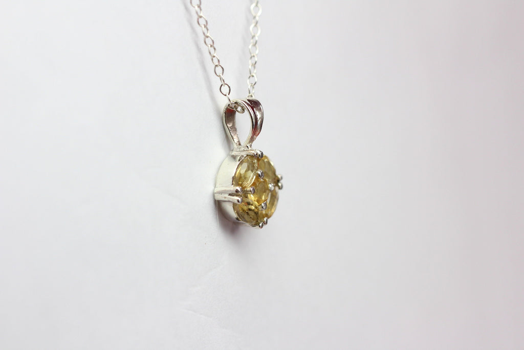 Edler 0,7 Carat Citrin Anhanger 925 Silbger Collier Kette gelbger Edelstein