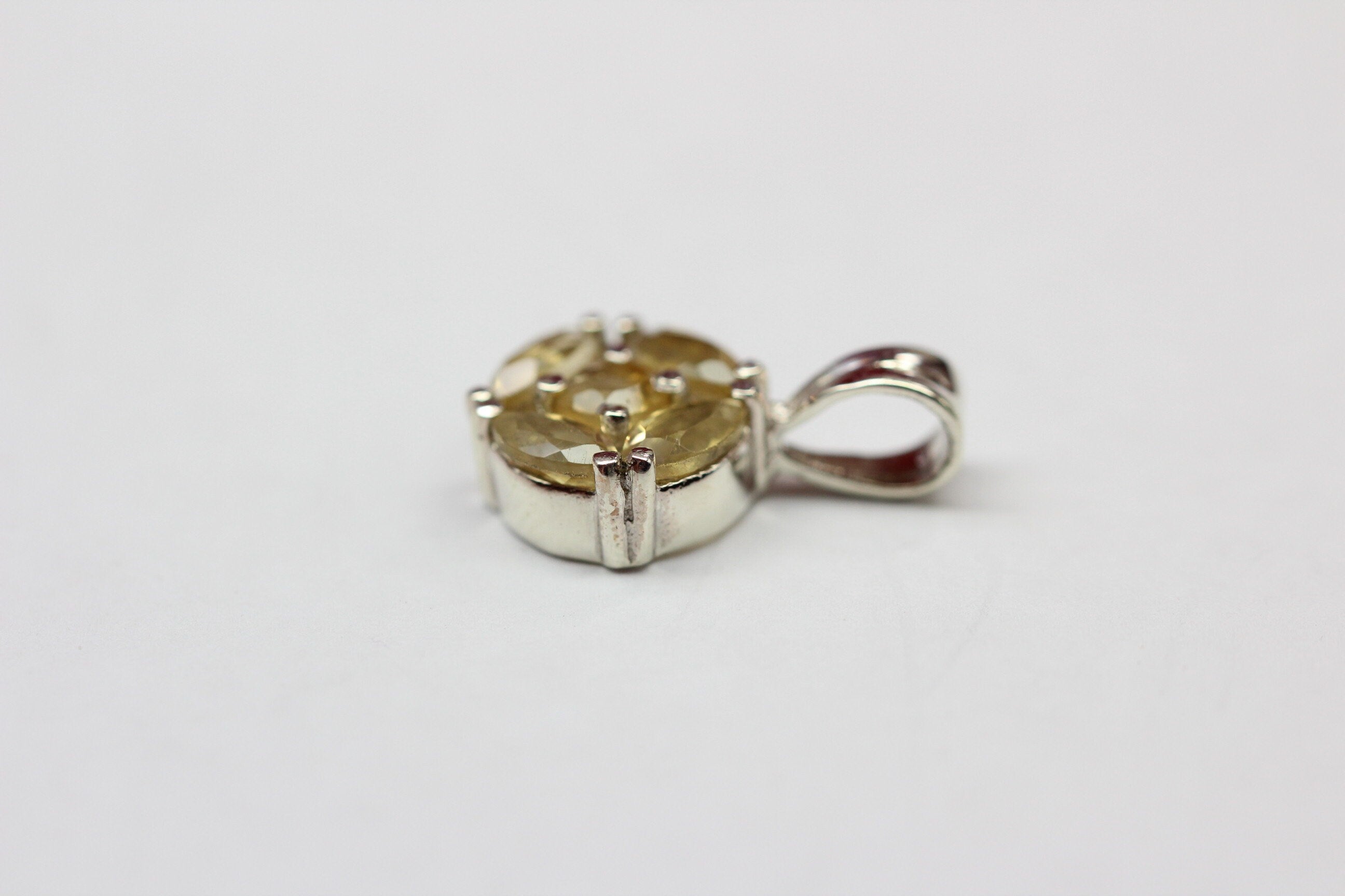 Edler 0,7 Carat Citrin Anhanger 925 Silbger Collier Kette gelbger Edelstein