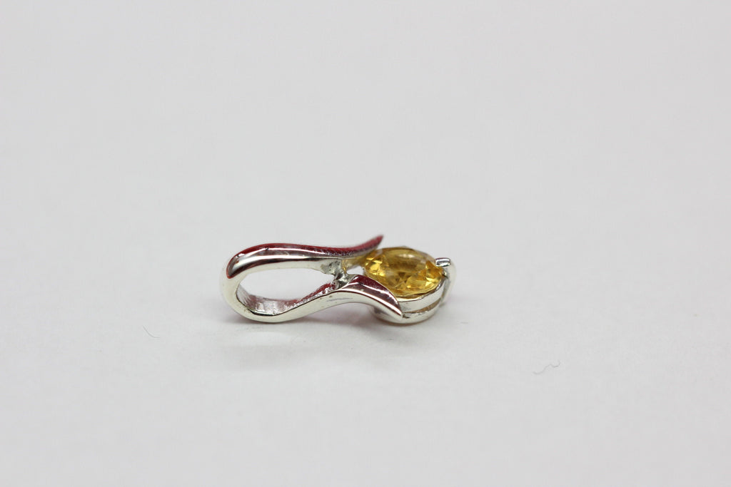 Edler 0,5 Carat Citrin Tulpen Anhanger 925 Silber Collier Kette hellgelber Edelstein