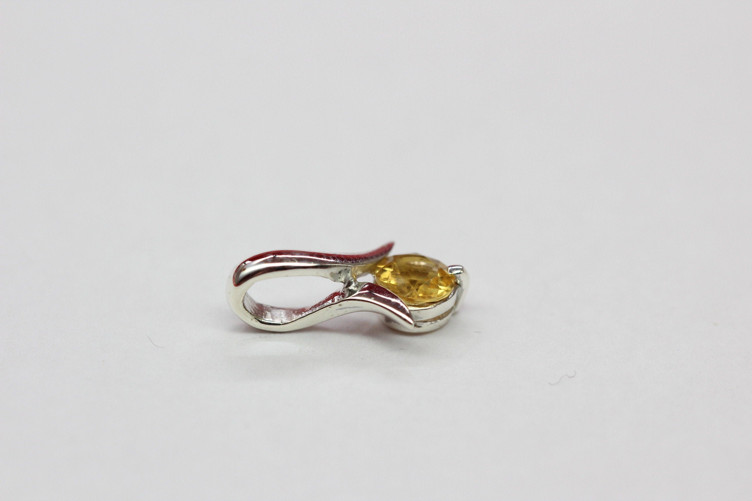 Edler 0,5 Carat Citrin Tulpen Anhanger 925 Silber Collier Kette hellgelber Edelstein