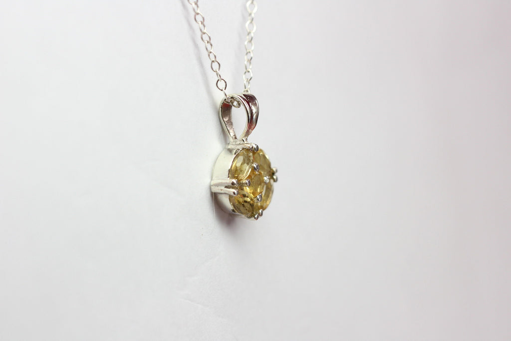Edler 0,7 Carat Citrin Anhanger 925 Silbger Collier Kette gelbger Edelstein
