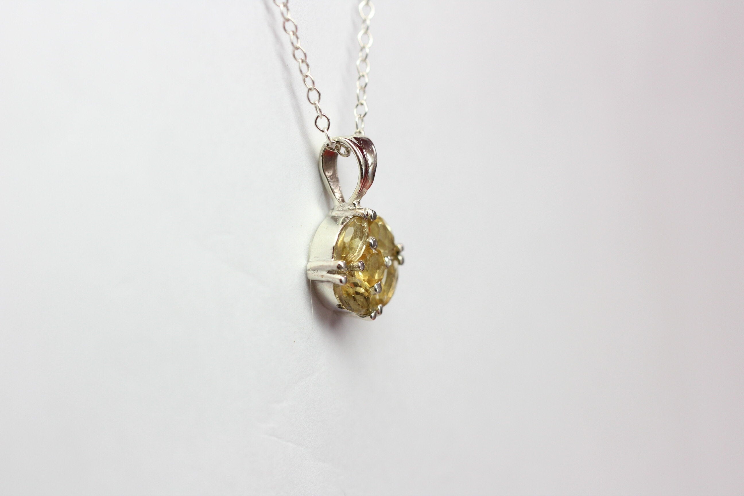 Edler 0,7 Carat Citrin Anhanger 925 Silbger Collier Kette gelbger Edelstein