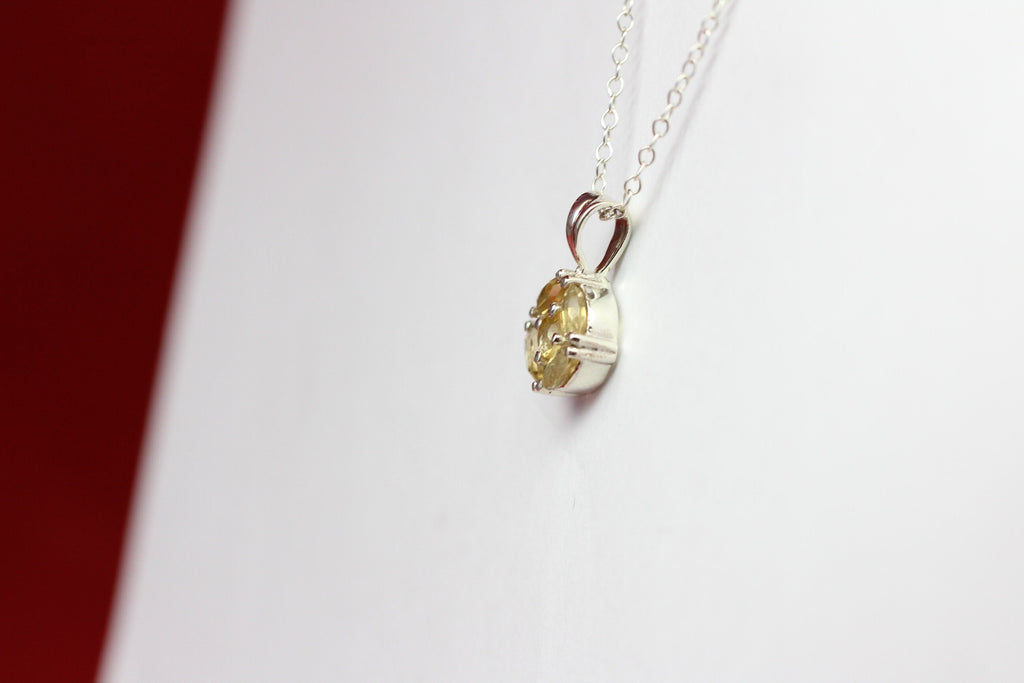 Edler 0,7 Carat Citrin Anhanger 925 Silbger Collier Kette gelbger Edelstein