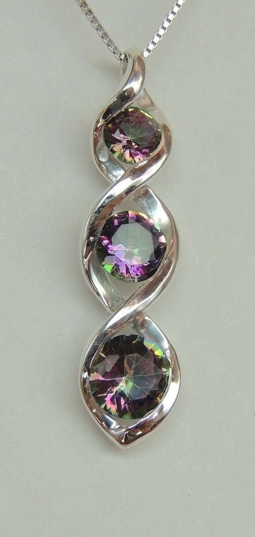Edler 2,42 Carat funkelnder Mystiktopas Anhanger 925 Silber Topas Collier Kette
