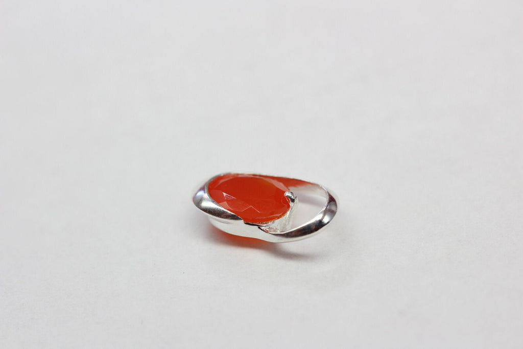 Edler moderner 1,8 Carat oranger Karneol Anhanger 925 Silber Collier Kette Desig