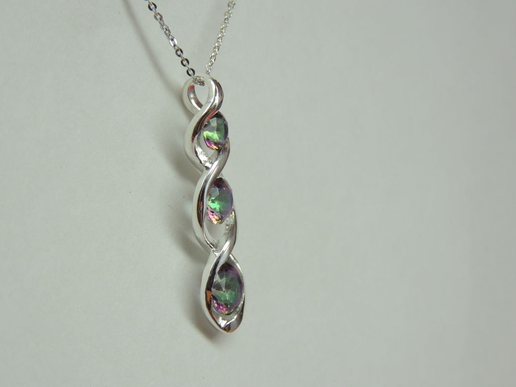 Edler 2,42 Carat funkelnder Mystiktopas Anhanger 925 Silber Topas Collier Kette