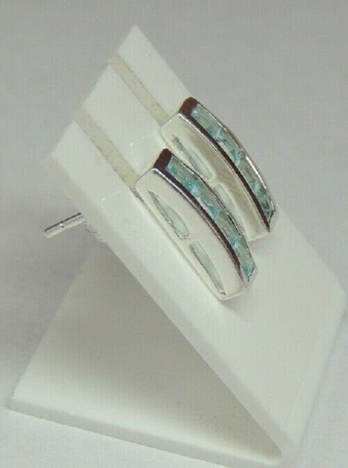 Edle 0,9 Carat Blautopas Square Ohrstecker 925 Silber Ohrring Ohrschmuck