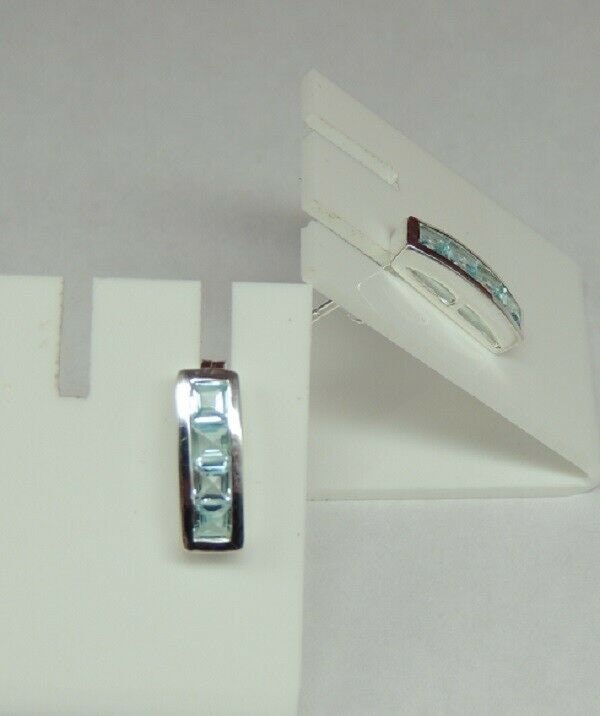 Edle 0,9 Carat Blautopas Square Ohrstecker 925 Silber Ohrring Ohrschmuck
